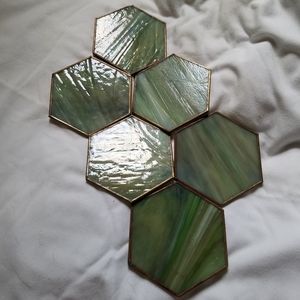 Vintage Glass Nordic Hexagon Coasters